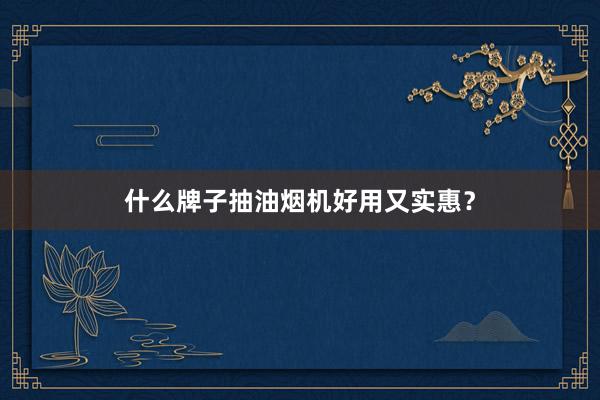 什么牌子抽油烟机好用又实惠？